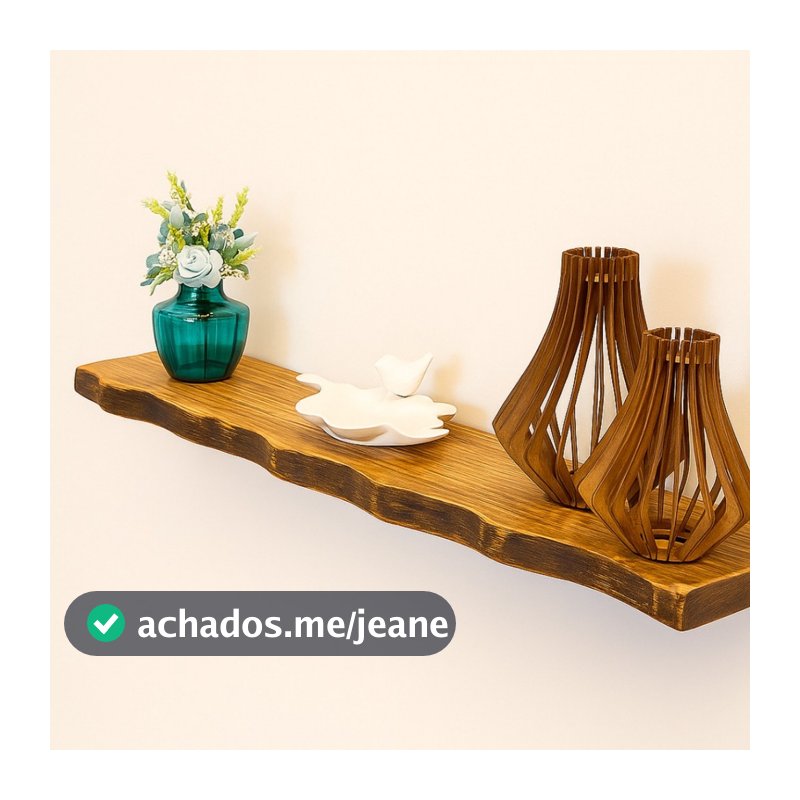 Prateleira RÚSTICA borda irregular madeira maciça 14 cm profundidade