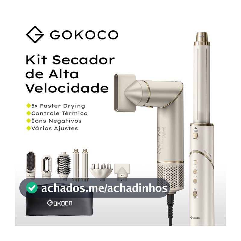 GOKOCO Escova Secadora 7 Em 1 GD032 Conjunto De Secador De Cabelo Multifuncional De Alta Velocidade  Para Alisar Enrolar