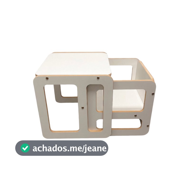 Mesa Cubo com cadeira escrivaninha Montessori Infantil Educativa Multifuncional Madeira Para Criança