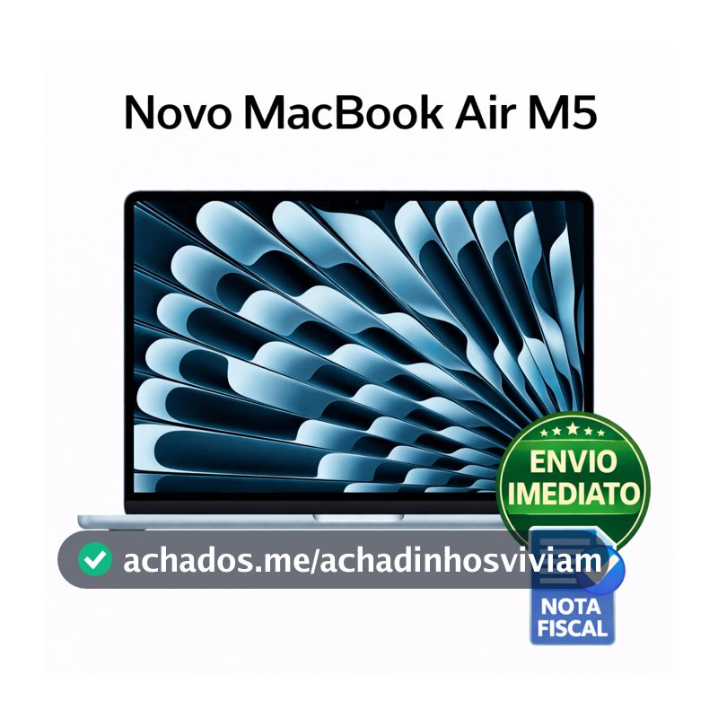 MacBook Air Apple chip M5, Tela Retina 13,6 pol, com 16GB memória SSD