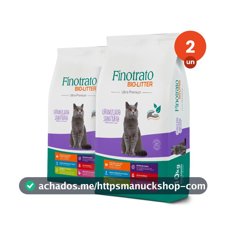 Kit 2 Finotrato Bio-litter Granulado Sanitário Ultra Premium para Gatos 10kg
