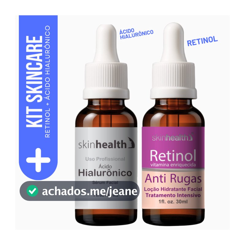 Retinol + Ácido Hialurônico Sérum Anti Rugas e Hidratante Facial 30ml + Colágeno e Renovação Celular