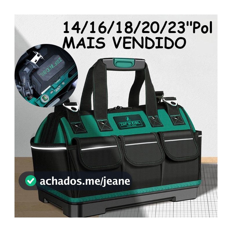 Caixa de Ferramentas Profissional 14/16/18/20/23 Pol grande reforçada - Bolsa de Armazenamento Multiuso para Ferramentas