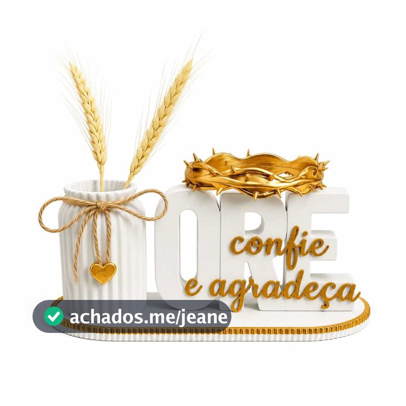 Kit Decorativo 4 em 1 com Vaso e haste de trigo, Coroa e Letreiro Ore Confie e Agradeça