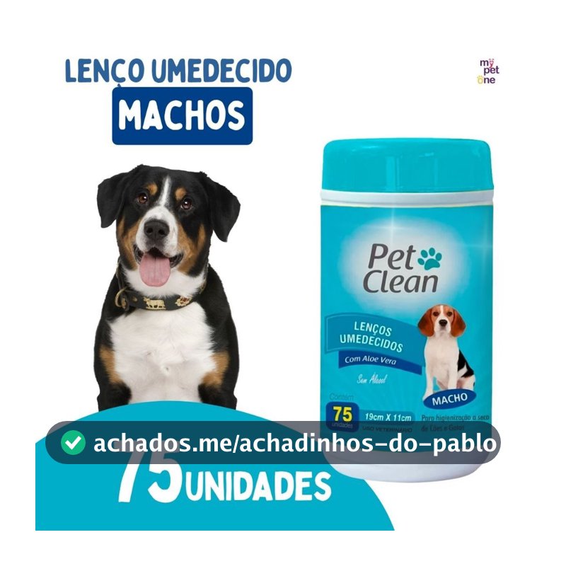 Lenços Umedecidos Macho Pet Clean para Cães e Gatos - 75 Unidades