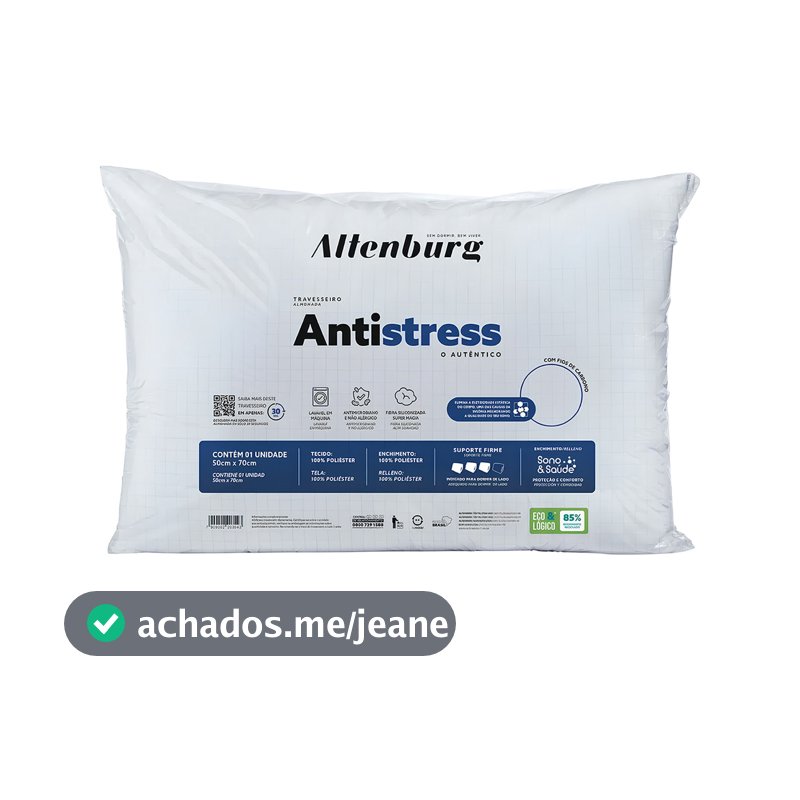 Travesseiro Altenburg Antistress Suporte Firme 50cm x 70cm Fio de Carbono ajuda com a Insônia
