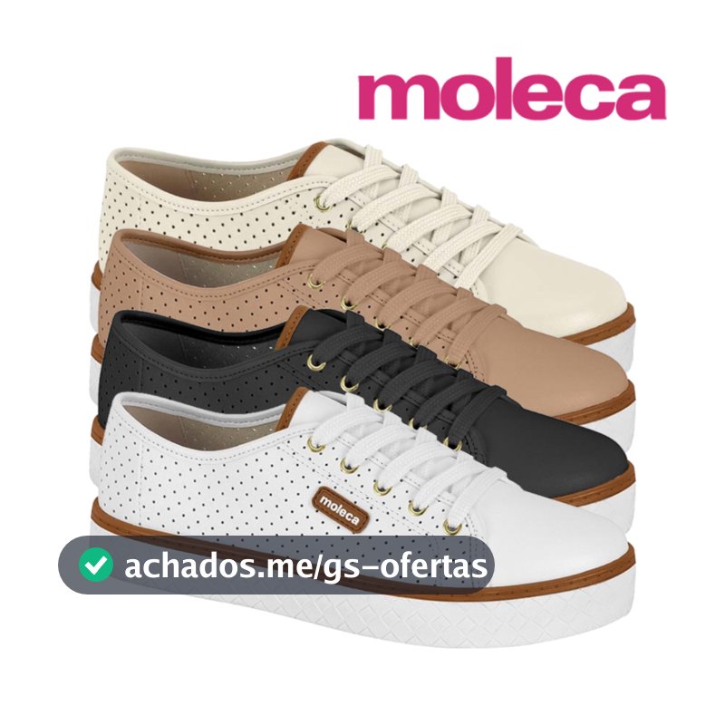 Tênis Sapatênis Feminino Casual Moleca Branco Micro Furinhos Confortável Original com Nota Fiscal