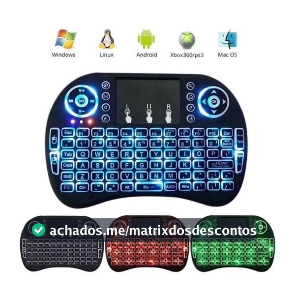 Mini Teclado Com Iluminação Para Smart Tv, Tablet, Xbox360/Ps3 MINI KEY