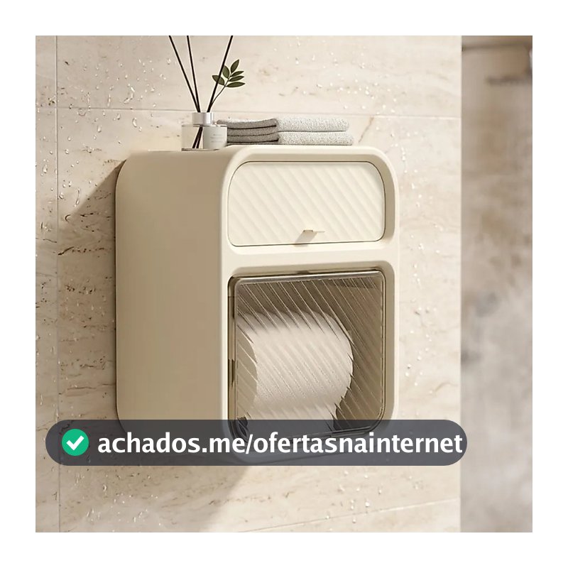 Suporte Organizador de Banheiro Multifuncional - Papel Higiênico e Lenços BEGE