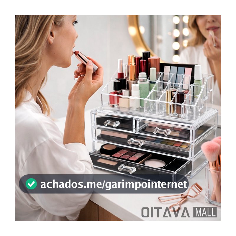 Porta Maquiagem Make Cosméticos Multiuso Perfume Prateleira 3 Andares 4 Gavetas Organização Completa