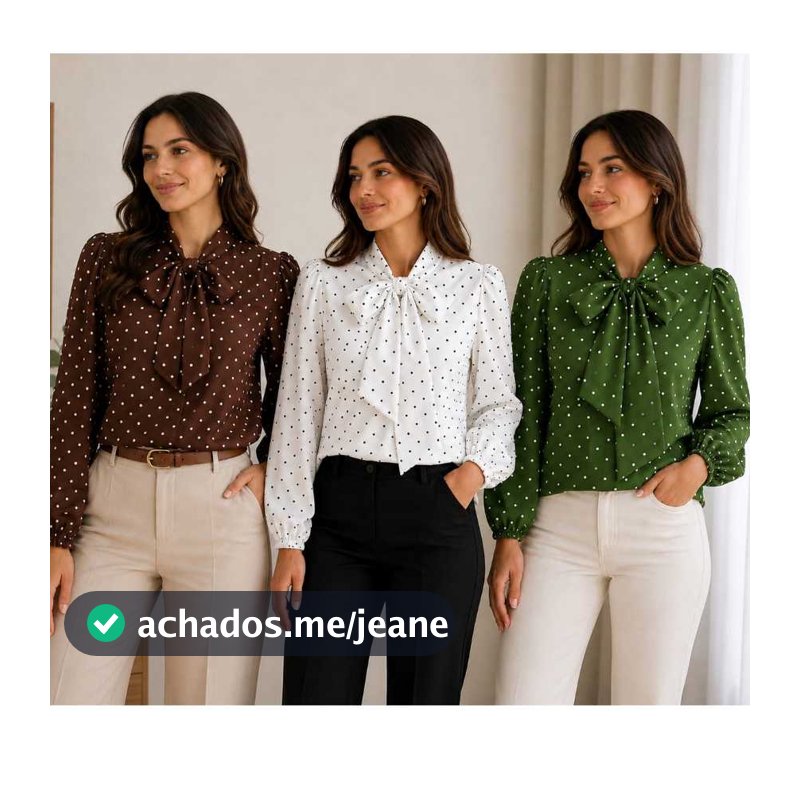 Blusa Social Femenina Manga Longa Laço Moda Feminina, Moda Evangélica Crepinho POÁ.