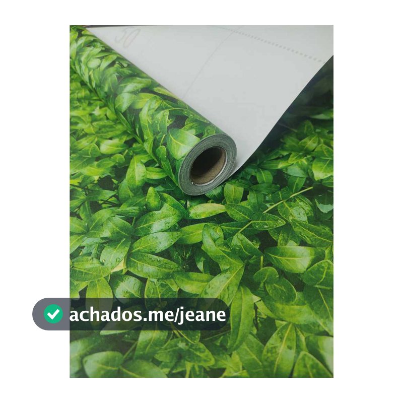 Papel de Parede 3D Hera Folha Verde 5 e 10 METROS x 45CM Adesivo Autocolante para Sala, Quarto