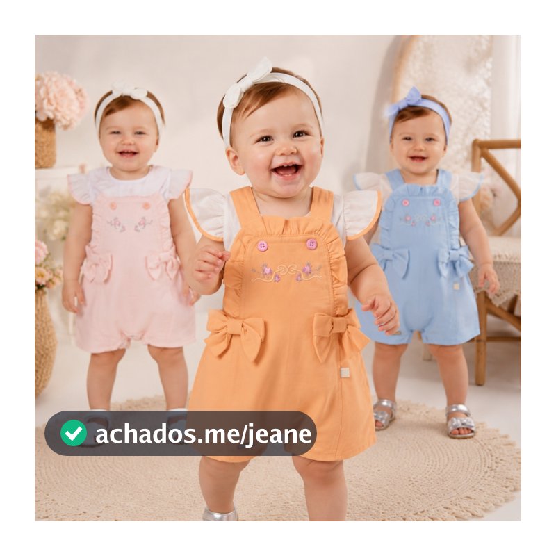 conjunto de jardineira com laços + blusinha conjunto para meninas charmoso e confortável jardineira para bebe