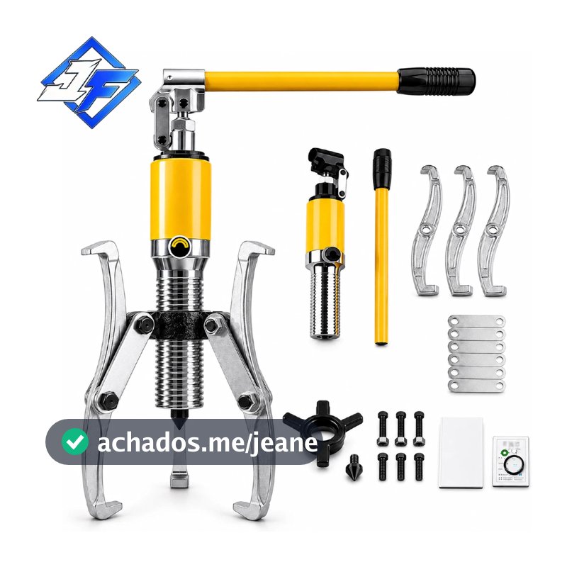 Extrator Hidráulico Industrial 5 Toneladas com 3 Garras, Abertura 200mm, Saca Polias e Rolamentos, Acessórios Completos