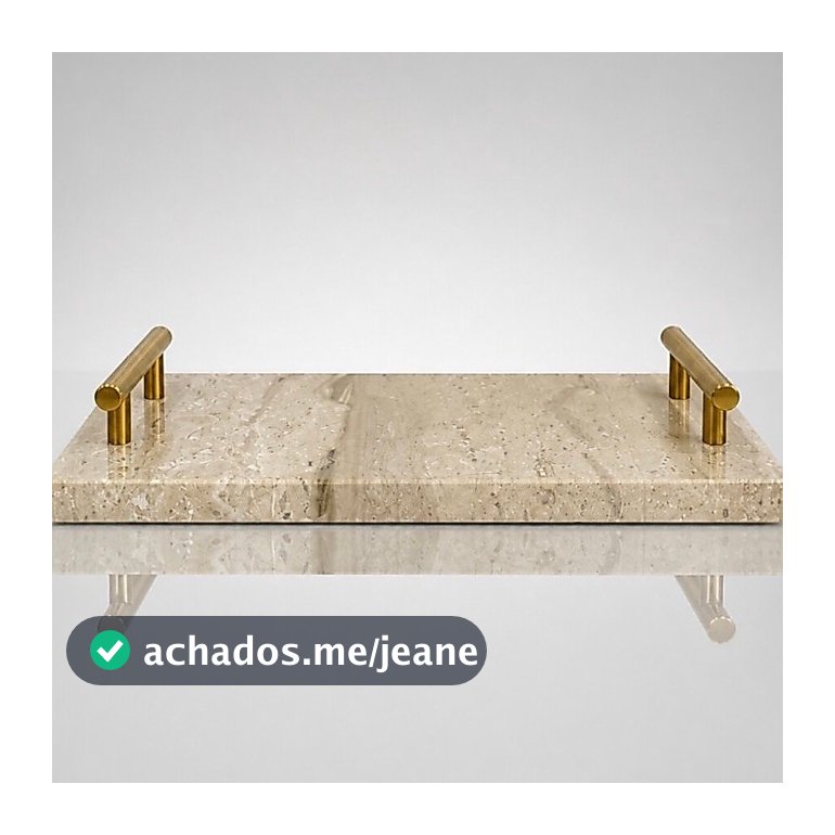 Bandeja em Mármore Breccia Oniciata com Puxadores Dourados(15x30x6cm )