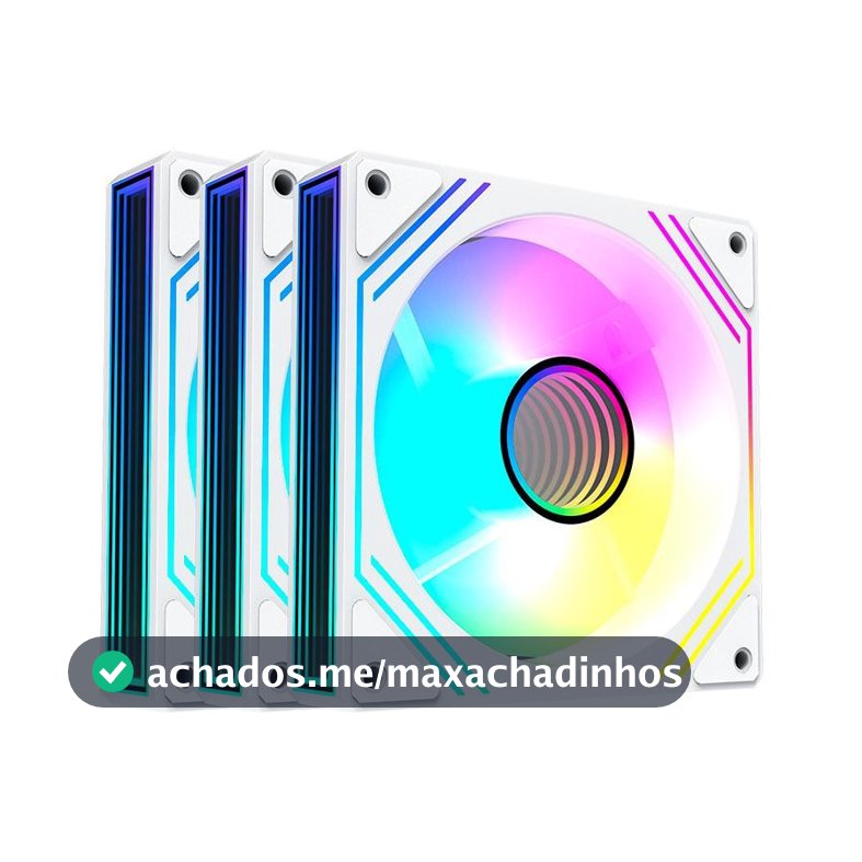 Kit Ventoinhas Acegeek Neon, ARGB, 3x120mm, Branco, AG-NEON3X1-WH
