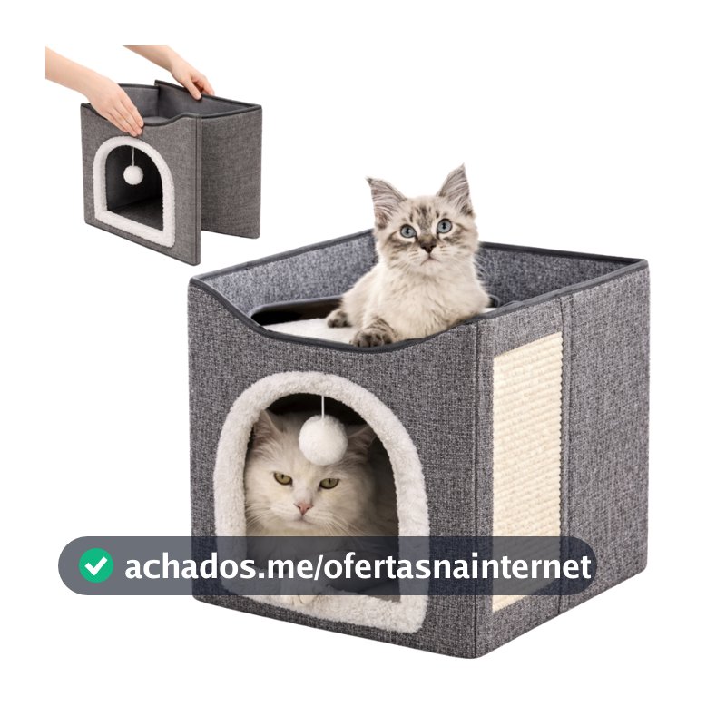 Casinha Cama Dobrável Portátil Arranhador Toca Pet Gato Cachorro Iglu Toquinha Confortável