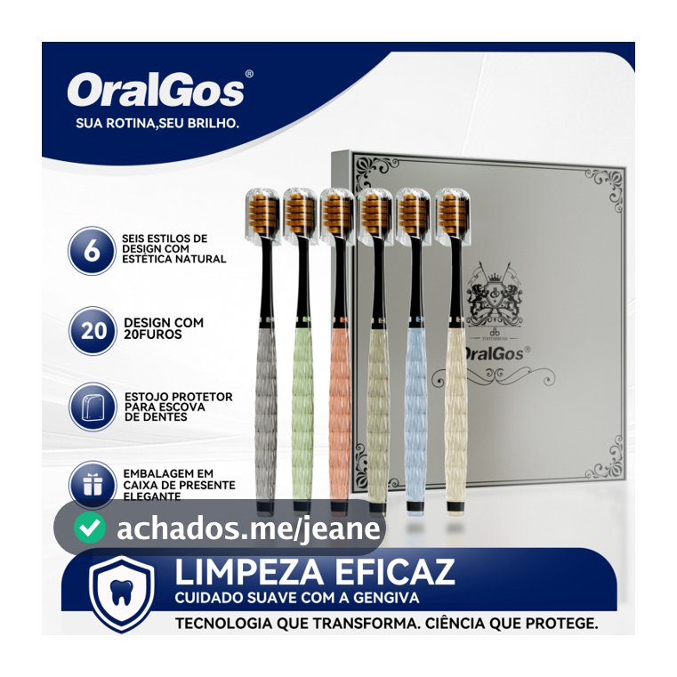 OralGos Escova de Dente Kit 6 Unidades Cerdas Macias Cabo de Cristal