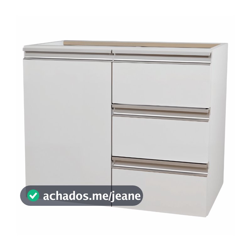 Gabinete Banheiro 60cm MDF Branco Balcão Sem Tampo de Apoio Armário Com e Sem Fundo