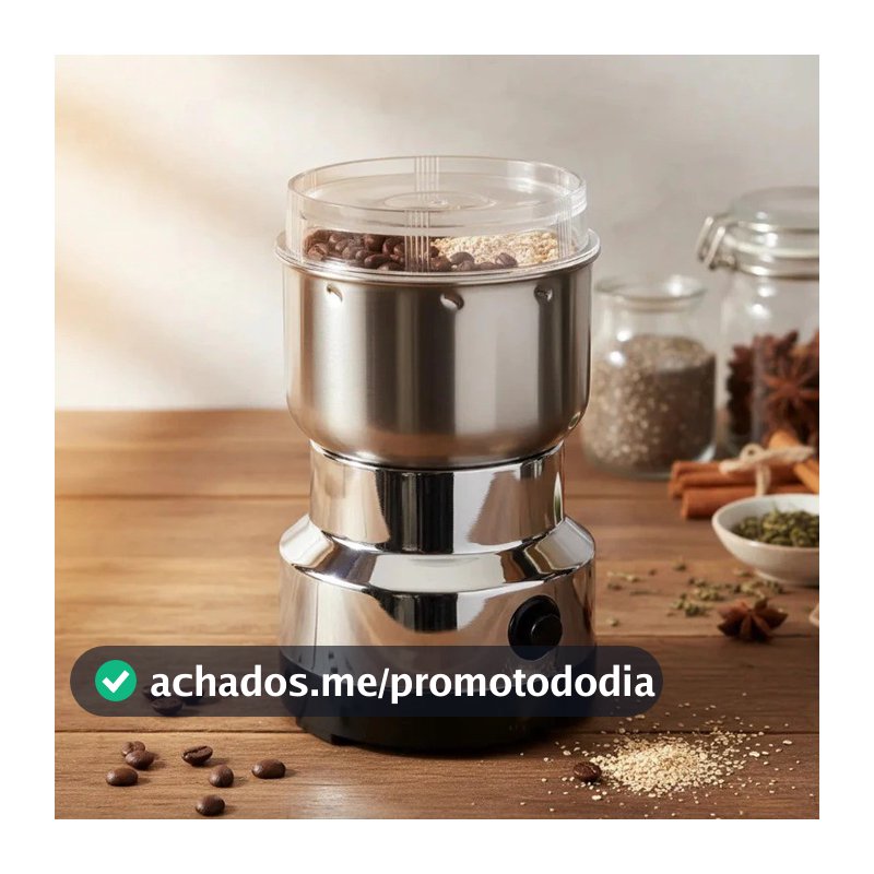 Moedor Elérico Multifuncional de Café e Especiarias 110V  Aço Inoxidável 4 Lâminas