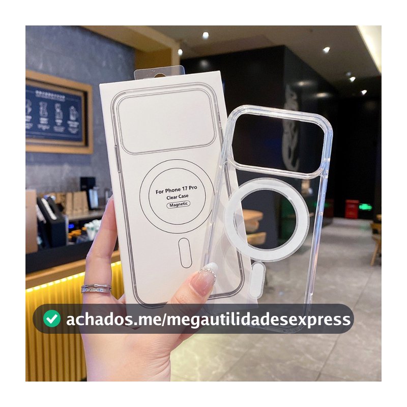 Capa Magnética Transparente Anti Impacto para iPhone 18 17 16 15 14 13 12 11 Pro Max/16E/17E TPU