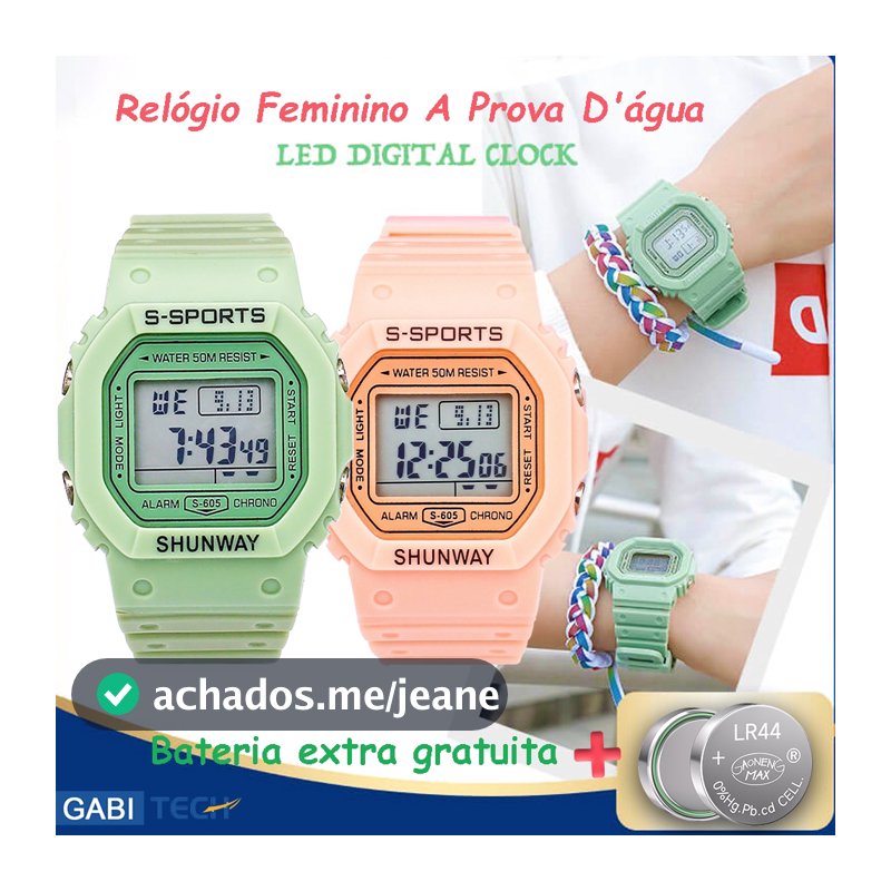 Relogio Feminino Digital A Prova D 'Água De Pulso Lindos Relógio Unissex Esportivo Original Led Rosa