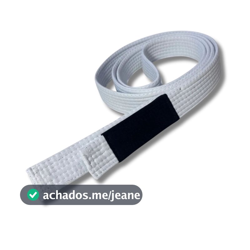 Faixa Branca Jiu Jitsu Infantil Ponta Preta Rígida