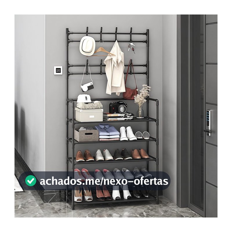 Arara 4/5 Andares Multiuso c/ Sapateira, Cabideiro e Suporte p/ Roupas, Tênis e Closet Quarto