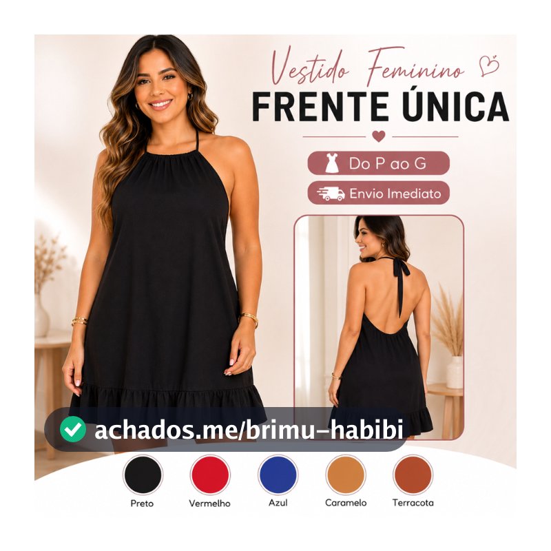Vestido Feminino Frente Única Curto Soltinho Verão Babado Casual P ao G |3798| Oferta