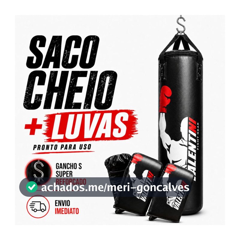 Saco de Pancada VALENTINI 100 cm CHEIO  + 2 PAR DE LUVA BATE SACO