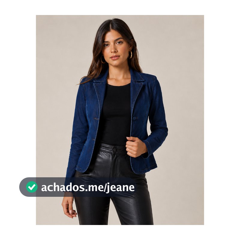 Blazer Jeans Feminino Acinturado Com Elastano Casual Social