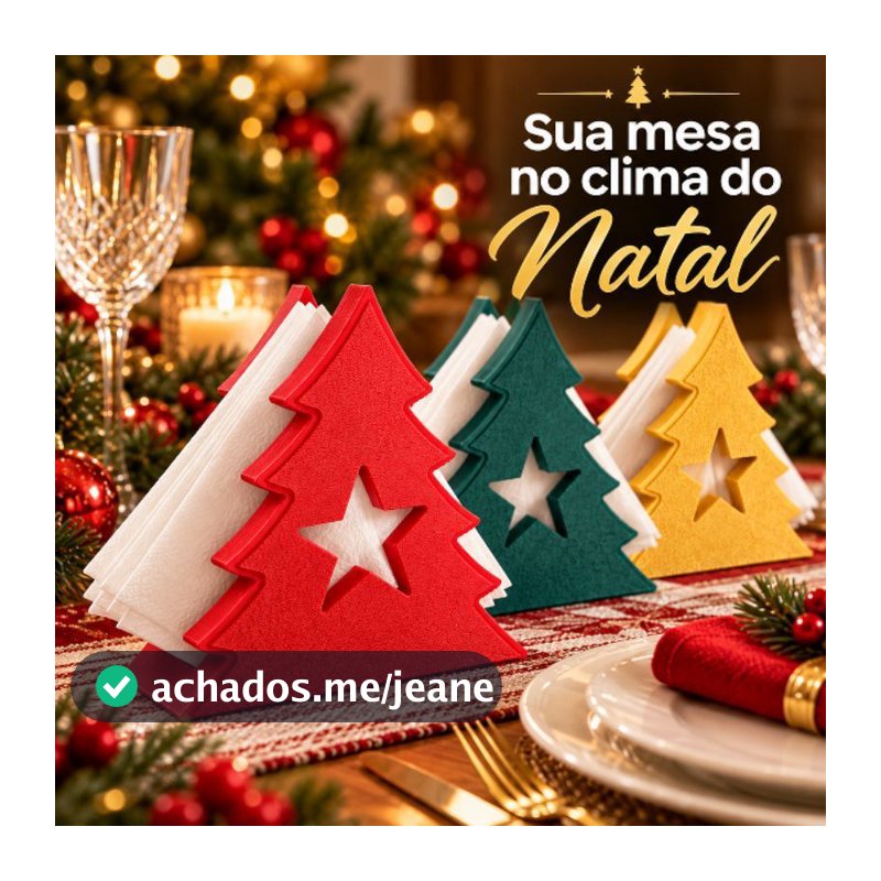 Porta Guardanapos Árvore de Natal Decoração Natalina para Mesa Posta