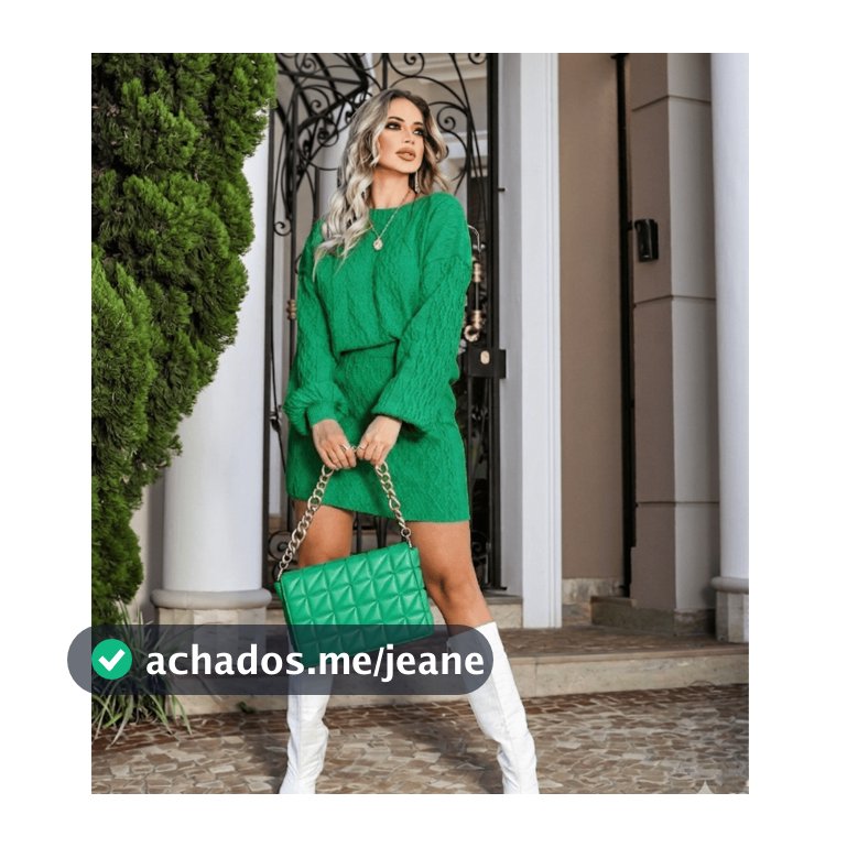 Blusa e Saia Tricô Feminino Inverno Manga Longa Texturizado Gola Redonda Casual Chic Gringa