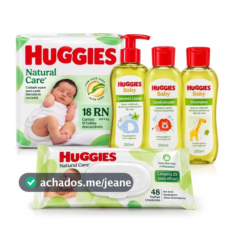 Kit Huggies de Higiene Chá De Camomila Livre De Lágrimas - 5 itens