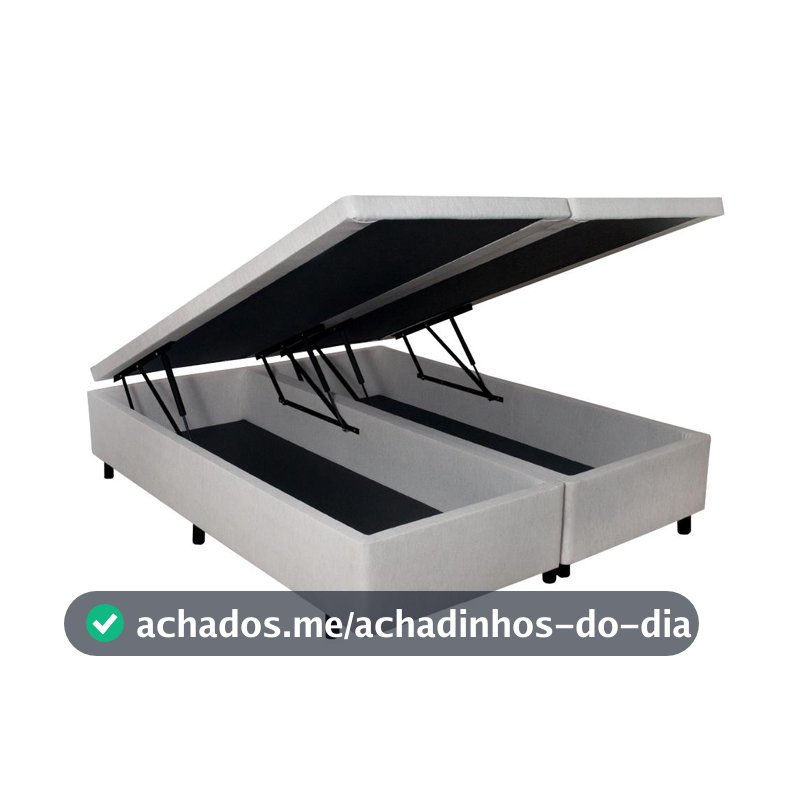 Cama Box Baú Queen 158x198x42cm Courino Linho Areia com Pistão a Gás