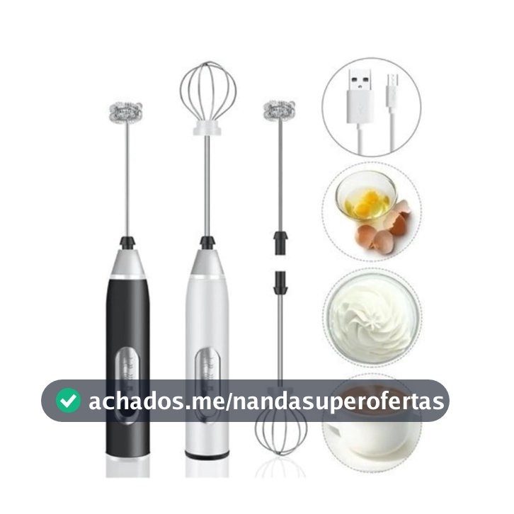 Batedor Misturador Mixer Elétrico para Bebidas Leite Café Clara de Ovo 2 em 1 taobiju