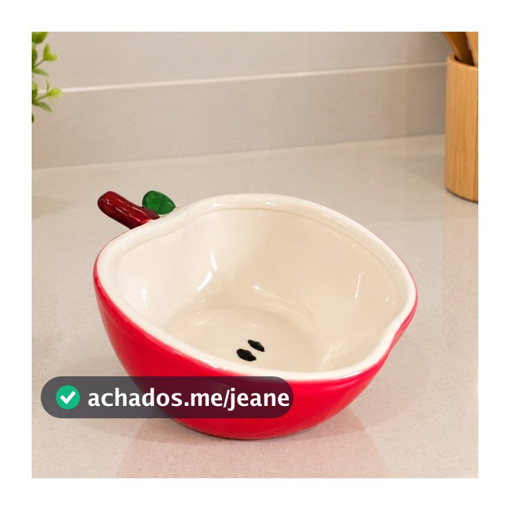 Bowl de Maçã Vermelha Em Cerâmica Capacidade 600ml