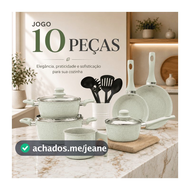 Jogo de Panelas Haushop 10 Peças Forjado Cerâmico Marmorizado com Utensílios Cozinha Completa