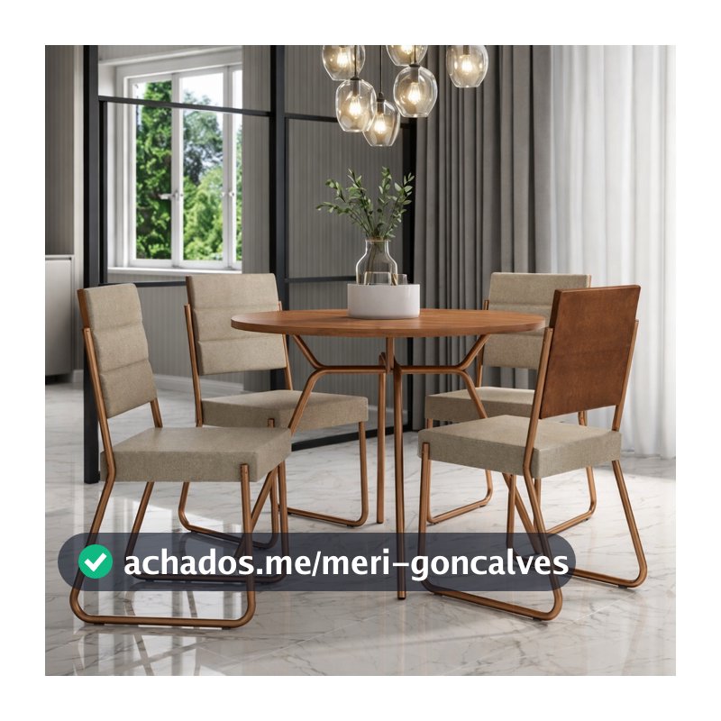 Conjunto Sala de Jantar 4 Cadeiras San Francisco Carraro Rosê