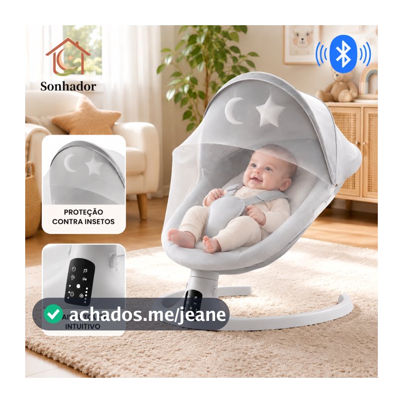 Sonhador Berco Balanco Eletrico 5 Em 1 Inclui Musica Controle Remoto Mosquiteiro Confortavel Para Bebe