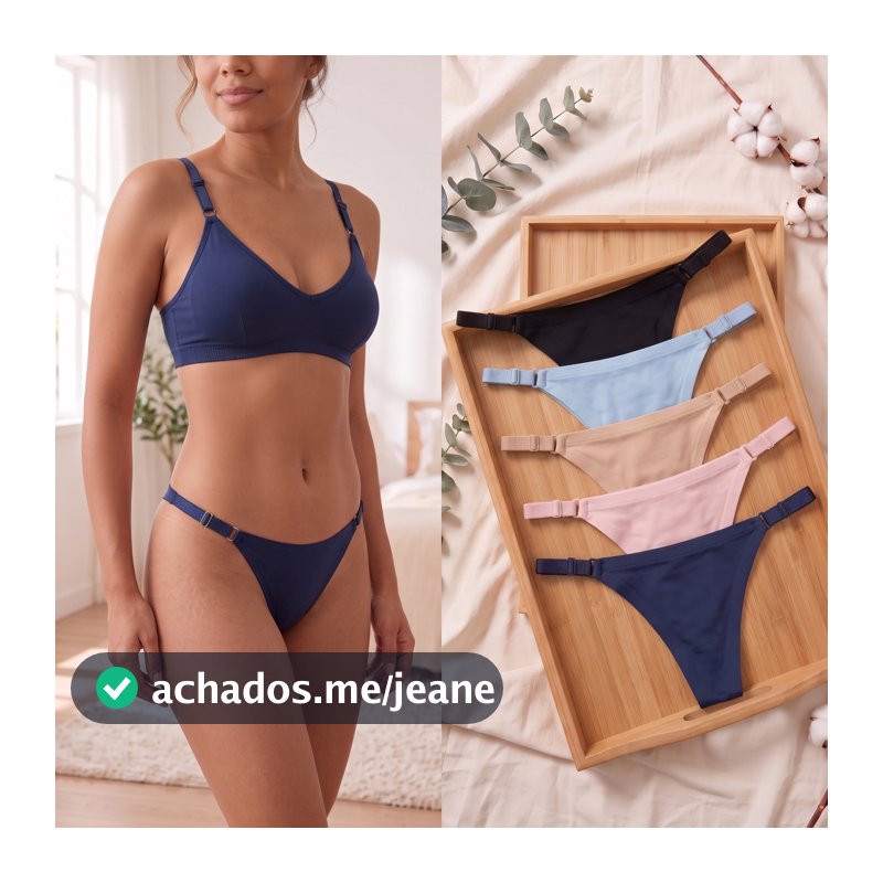 Kit até 5 Calcinhas dia a dia Feminina Corte a laser com regulagem Sem costura Cleane