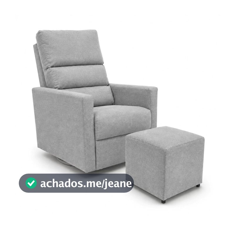 Poltrona de Amamentação Helena com Puff Quarto de Bebe Base de Balanço Confortável