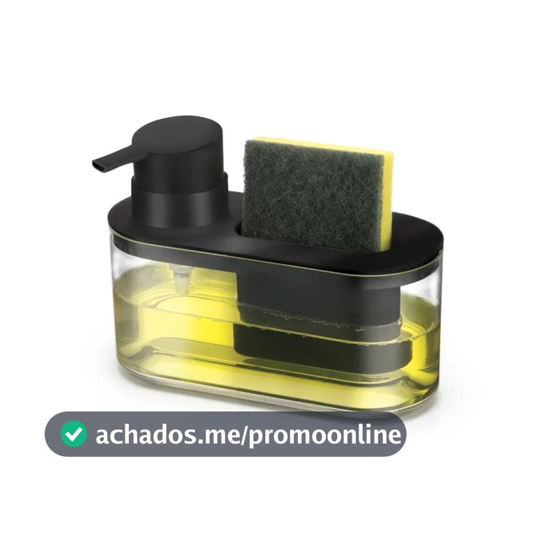 Dispenser Detergente Suporte Para Esponja Bucha 500ml Preto Porta Detergente De Pia Cozinha Arthi