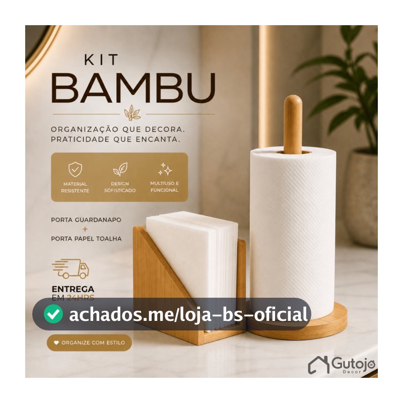 Bambu Porta Guardanapo + Suporte de Papel Toalha Grande para Mesa Bancada Cozinha Porta Rolo
