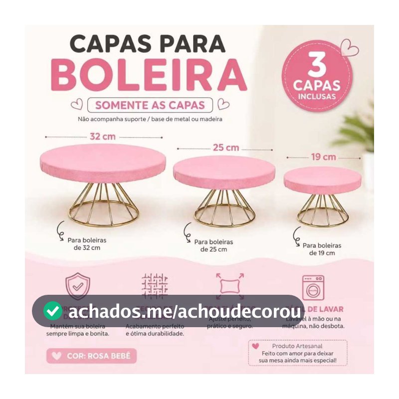 Trio de CAPAS para boleiras 32,25 e 19 cm Veste Fácil Festas e Decoração