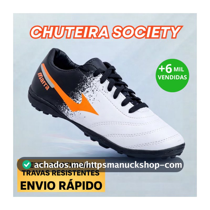 Chuteira Society Adulto Marra Unissex Para Quadra Sintética Confortável e Antiderrapante