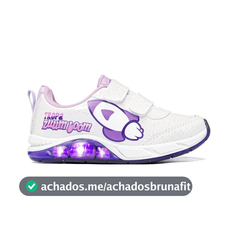 Tênis Infantil Dos Rosa DDR01K Branco Lilás Luz 26 ao 33