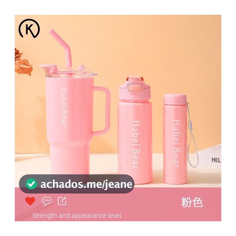 Kit 3 Garrafa Copo Tendência Agua Squeeze Com Adesivos Lembretes beber Agua