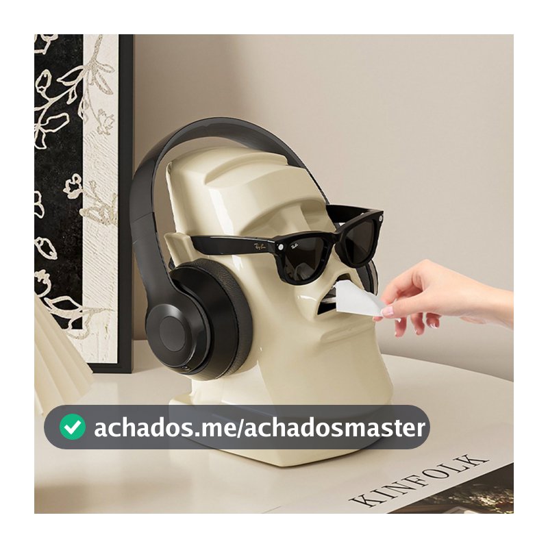 Suporte Para Caixa De Tecido Moai Statue-Dispensador De Arte Funcional Sala De Estar E Quarto