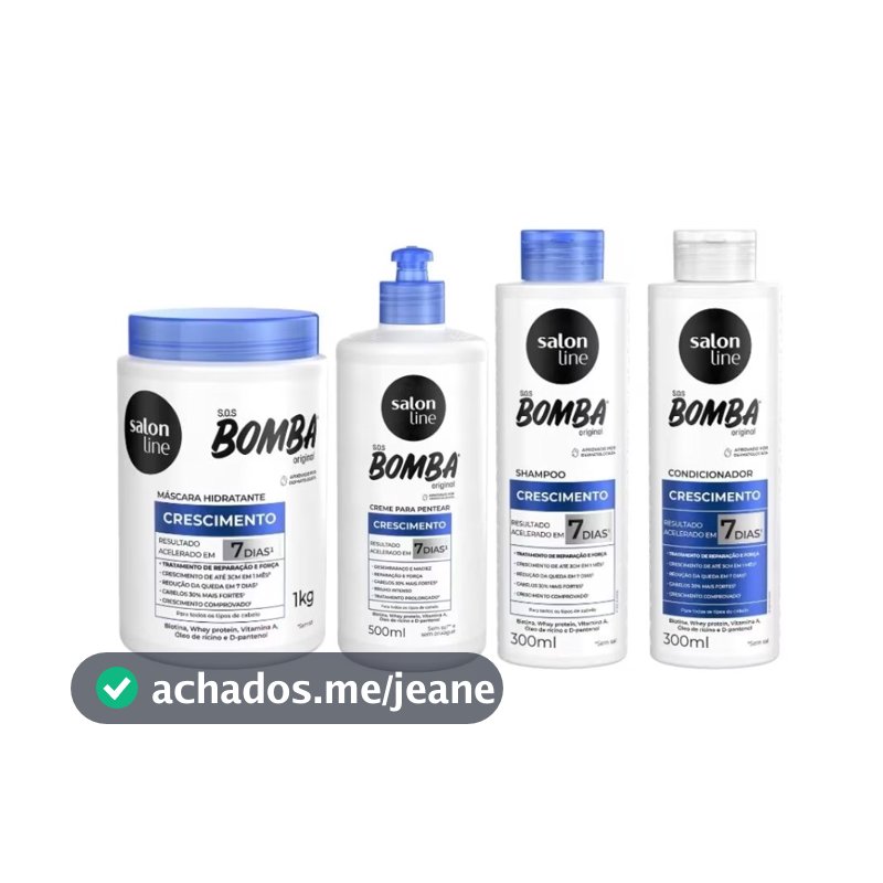 Kit SOS Bomba Original Shampoo + Condicionador 300ml + Creme 500ml + Máscara 1kg